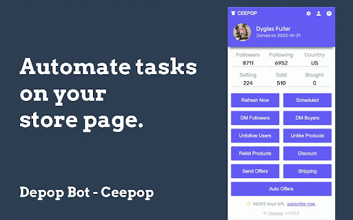 Depop Bot - Ceepop :: Ceepop helps you get more followers and likes, spend less time and make more money.