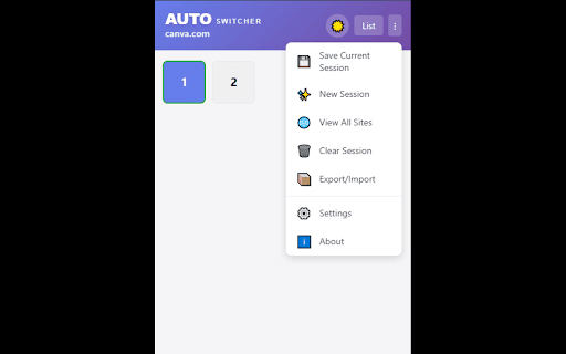 Auto Switcher Session :: Manage and switch between multiple account sessions on the same website easily. Save cookies and data locally.