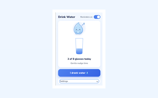 Drink Water Reminder :: Friendly nudges to drink water on a schedule. Log glasses and hit your daily goal.