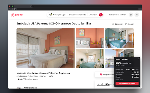 yoHost — Análisis de Mercado STR :: Precio y ocupación de tu zona sobre cada anuncio de Airbnb y Booking. Análisis de mercado STR, gratis y de solo lectura.