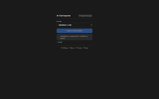 AI Chat Exporter :: Export AI conversations to Markdown, PDF, Word, Notion and more. Works with 8 major chatbots. Privacy-first, one-click export.