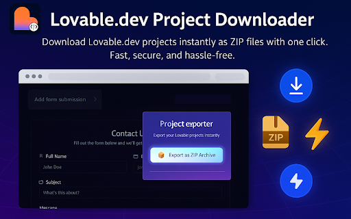 Lovable.dev Project Downloader :: Download Lovable.dev projects instantly as ZIP files with one click. Fast, secure, and hassle-free.