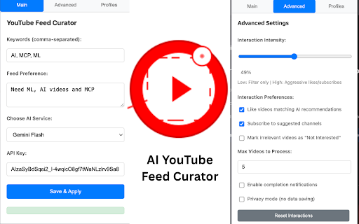 AI YouTube Feed Curator :: Customizes YouTube feed with automated searches and AI-driven interactions using Gemini.