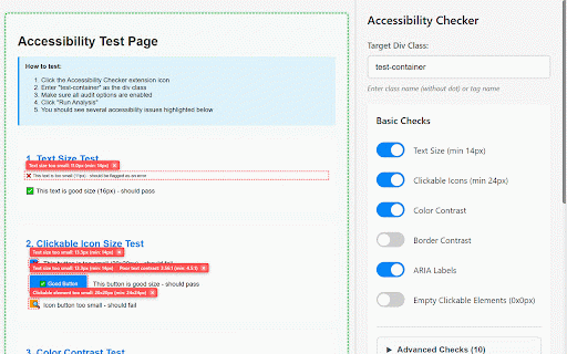 Accessibility Checker :: Comprehensive accessibility audit with 16 checks including advanced WCAG 2.1 criteria screenshots by Jairo Costa (@soyJairoCosta)