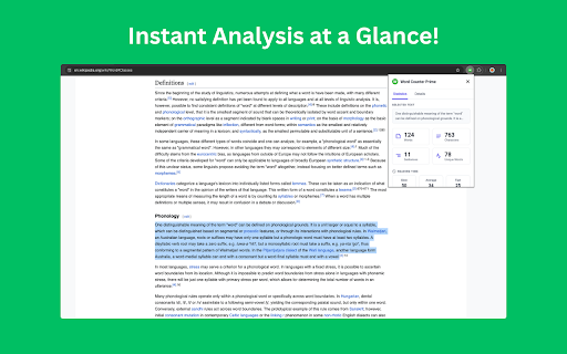 Word Counter Prime - Instant Text Analysis & Character Counter :: Provides instant word and character counting for selected text via the context menu.