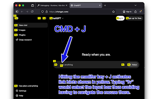 Tiny Link Hints :: Press a modifier plus J/K/L to label visible links.