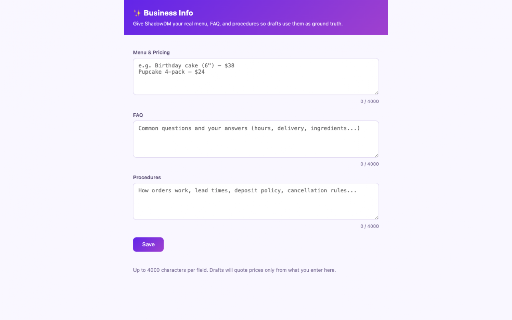 ShadowDM — AI DM Reply Composer :: Drafts replies to your Instagram DMs in your own voice. You review and send — nothing is ever sent automatically.