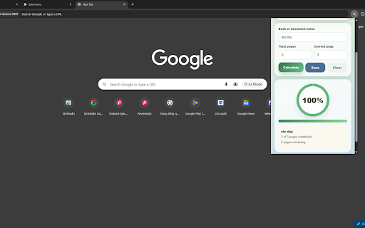 Reading Progress Helper :: A simple popup tool that helps users calculate and save reading progress for books, documents, or study materials.
