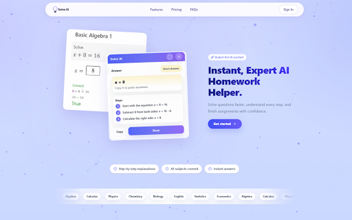 Solve AI Extension :: AI-powered assistant for solving quizzes and homework.