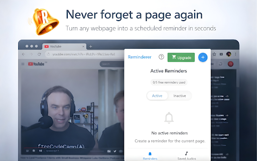 Reminderer :: Smart web page reminders with flexible scheduling. Never forget important pages again!
