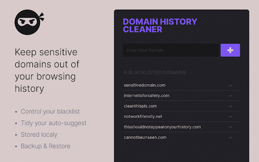 Domain History Cleaner :: Domain History Cleaner helps you take control of your browsing history by automatically removing visits to blacklisted domains of…