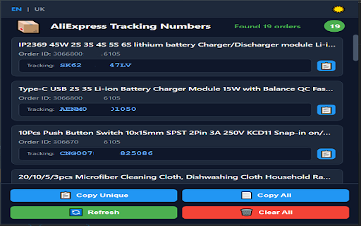 One Click Ali Tools :: Automatically collects tracking numbers from AliExpress orders
