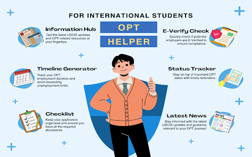OPT Helper: For International Students :: A tool to help international students navigate OPT/STEM OPT, track status, verify E-Verify, and generate personalized timelines.