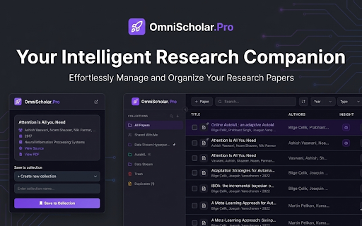 OmniScholar - Smart Research Platform for Modern Scholars :: Save research papers to your OmniScholar collections with one click. Organize and manage your research library effortlessly.