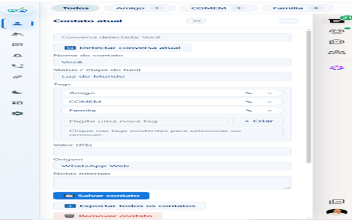 Alluira CRM para WhatsApp Web :: Organize contatos, identifique responsáveis e acesse os atalhos do atendimento no WhatsApp Web.