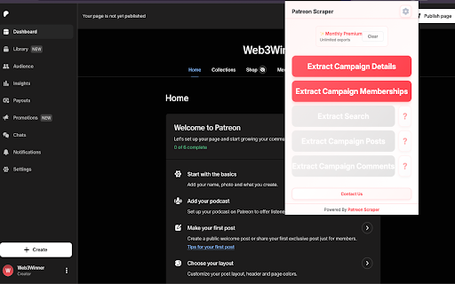 Patreon Scraper :: Export Patreon data to CSV, Excel, JSON and other formats.
