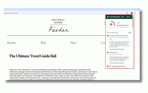 Travel SEO & Schema Checker :: One-click SEO and structured-data audit for tour, hotel, apartment and rental pages. See what is missing and how to fix it.