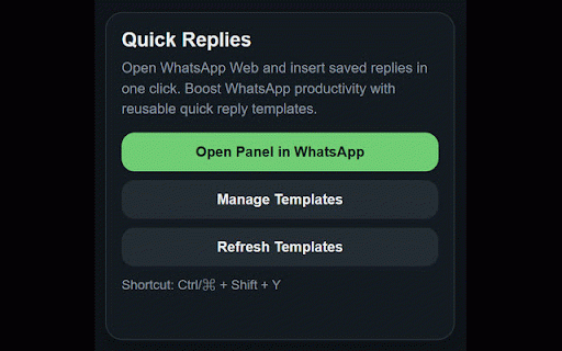 WhatsReply :: Save reusable WhatsApp replies and insert them instantly into WhatsApp Web with one click.
