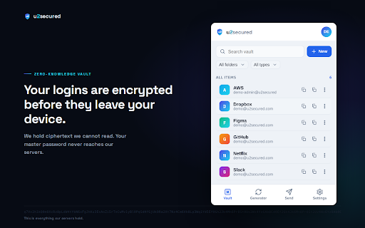 U2 Secured Password Vault :: Zero-knowledge password vault browser extension