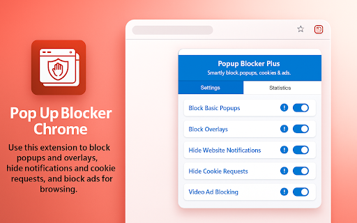Pop Up Blocker Chrome :: Use this extension to block popups and overlays, hide notifications and cookie requests, and block ads for browsing.