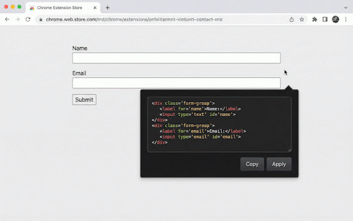 Visual HTML :: Shows element HTML code when you hover the cursor