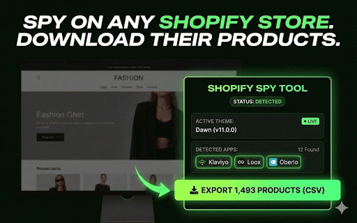 Shopify Theme Detector & Spy :: Detect Shopify themes, spy on competitor apps, and export products to CSV in one click.