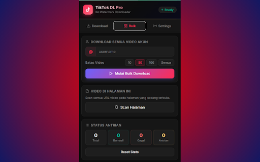 TikTok Video Downloader Pro :: Download TikTok videos with proper naming, folder selection, per-video or bulk account download.