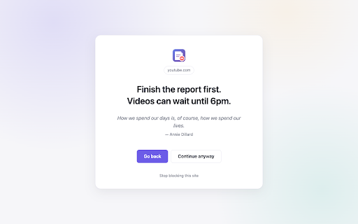 No Not Again :: Block distractions with your own words or a motivational quote, and keep notes on any web page.