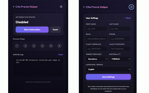 Spain Cita Previa Helper - Toma de Huellas :: Automates form filling and step progression on the Spanish ICP booking site.
