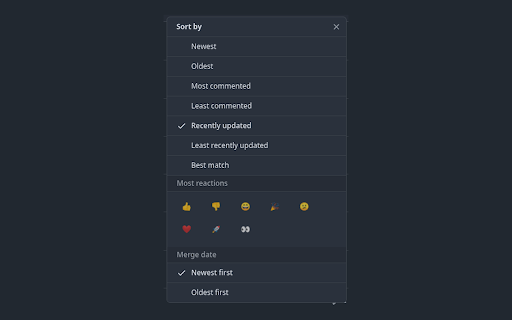 GitHub Sort by Merge Date :: Sort GitHub pull requests by merge date, with clear merge timestamps on every PR.