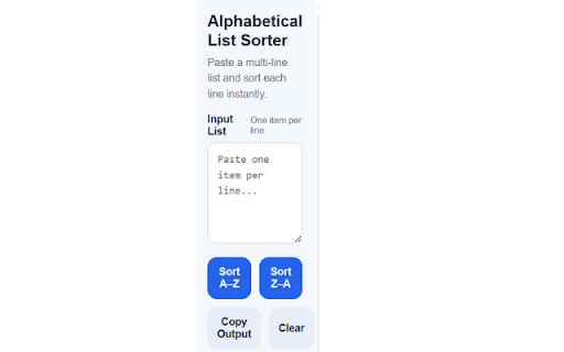 Alphabetical List Sorter :: Paste a list and instantly sort lines alphabetically from A-Z or Z-A.