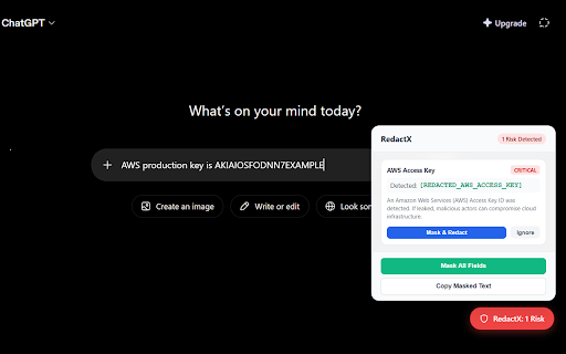 RedactX: Real-time Privacy & PII Guard :: Protects your privacy by scanning text inputs in real time to redact PII, secrets, and sensitive information.