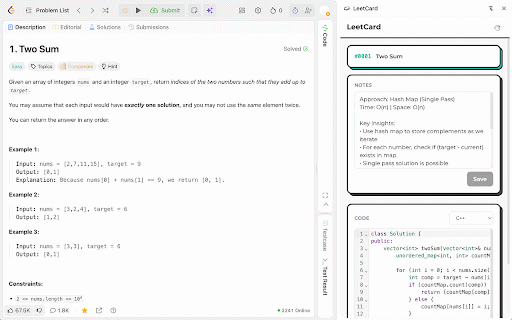 LeetCard :: Take notes on LeetCode problems and sync them across all your devices.