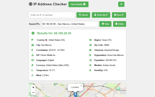 IP Address Checker :: View the geographical information of any IP, including country, region, city, and more.