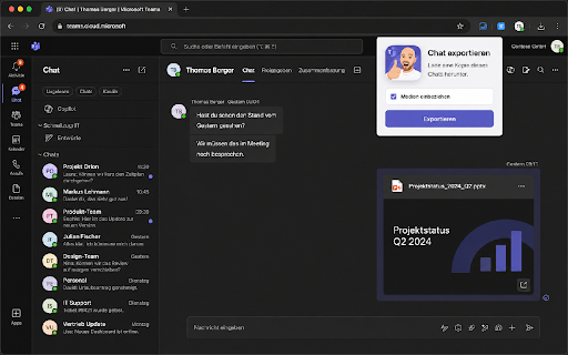 Teams Chat Exporter :: Exportiert den geöffneten Microsoft-Teams-Chat als übersichtliche HTML-Datei.
