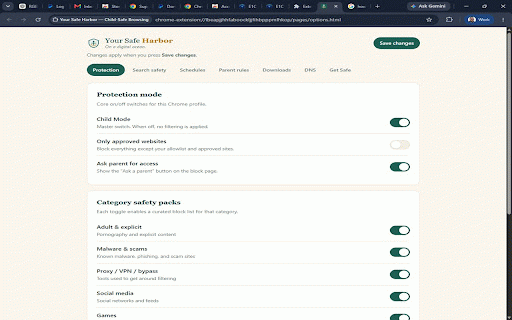 Your Safe Harbor — Child-Safe Browsing :: Free, local-first parental controls for Chrome: category blocking, parent rules, schedules, SafeSearch, and a safety guide.