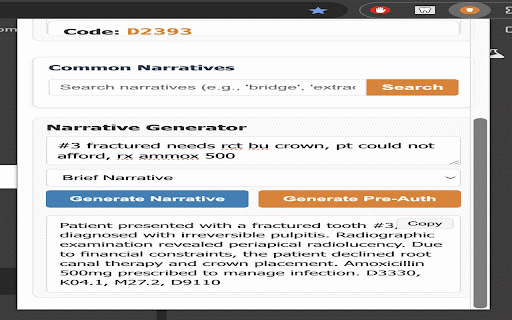 DentalCode Pro :: A Chrome extension for dental coding assistance and narrative generation powered by Supabase Edge Functions