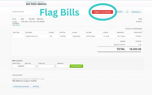 Xero Flagger :: Flag payable invoices in Xero and bulk-remove them from the awaiting payment list.