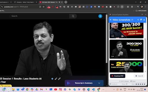 LectureCapture Tube :: Capture, save, and manage YouTube video screenshots with timestamps.