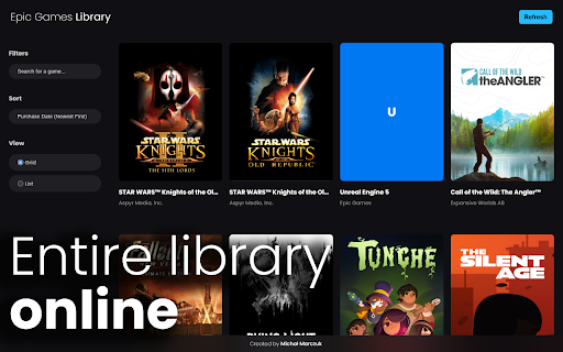 Epic Games Library Viewer :: View a list of your purchased Epic Games games with search option.
