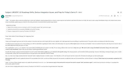ZenBox :: ✨ Highlights
🧠 Smart AI Summaries – Condenses even long, complex emails into 1–3 clear sentences
📌 Action Items Extracted –…