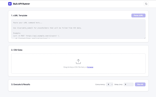 Bulk API Runner :: Bulk API request runner with cURL templates and CSV data