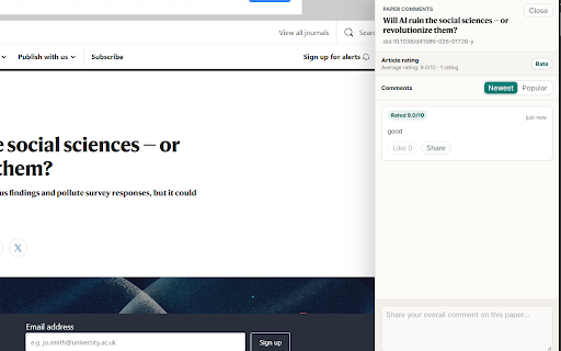 Paper Comment Extension :: Rate and comment on academic papers while reading them.