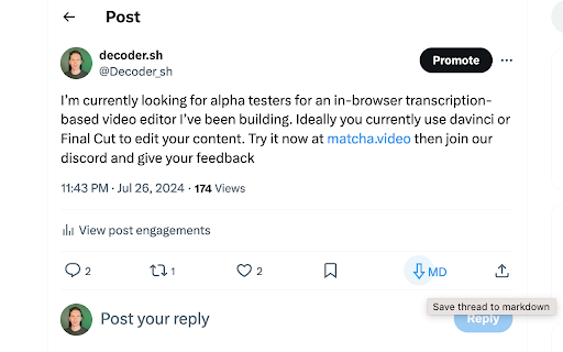thread-to-markdown :: A tool for downloading X.com threads to markdown files.
