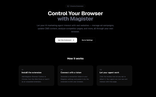 Magister Marketing :: Connect your Chrome browser to your Magister AI agent.