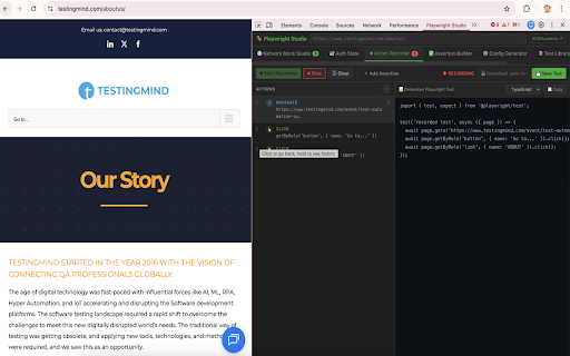Playwright Studio by AIQEAcademy :: Record, save and run Playwright tests directly in Chrome — no downloads needed.