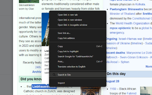 Local Search Extension :: Highlight text, right-click, and search automatically in the website's search bar.
