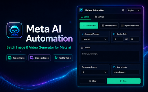 Meta AI Automation :: Auto Meta your prompts at scale. Batch generate and auto-download videos and images on meta.ai.