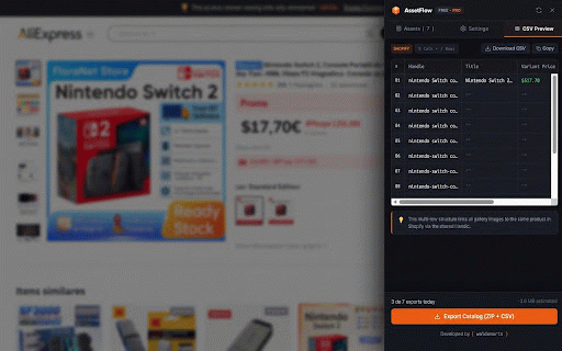 IAssetflow: AI, Photos, Videos & CSV (AliExpress, Amazon, Walmart) :: Extract HD photos, videos & use AI to generate SEO titles, descriptions and CSV catalogs for Shopify & WooCommerce in 1 click.