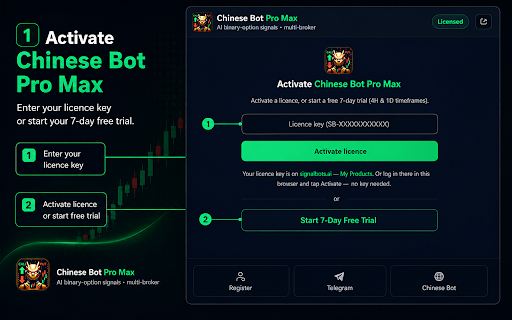 Chinese Bot Pro Max :: AI CALL/PUT signals analysis for binary options across every major broker on Real & OTC market.